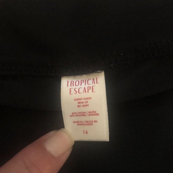 Tropical Escape Women's Swimsuit Skirt Black Beach Pool Vacation Modest Size 16 - Picture 5 of 8